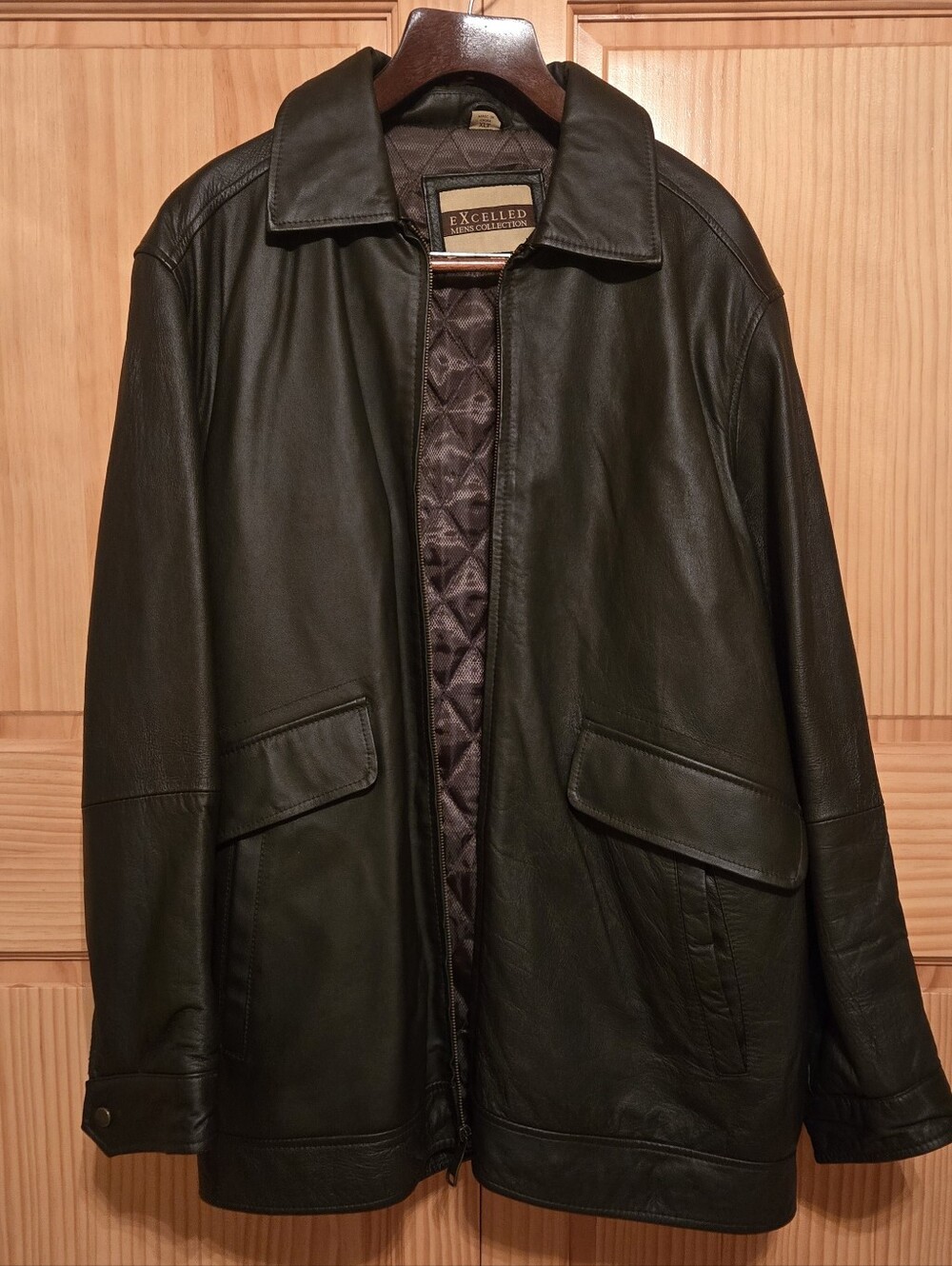 Men's Brown Leather Jacket - Collared Coat